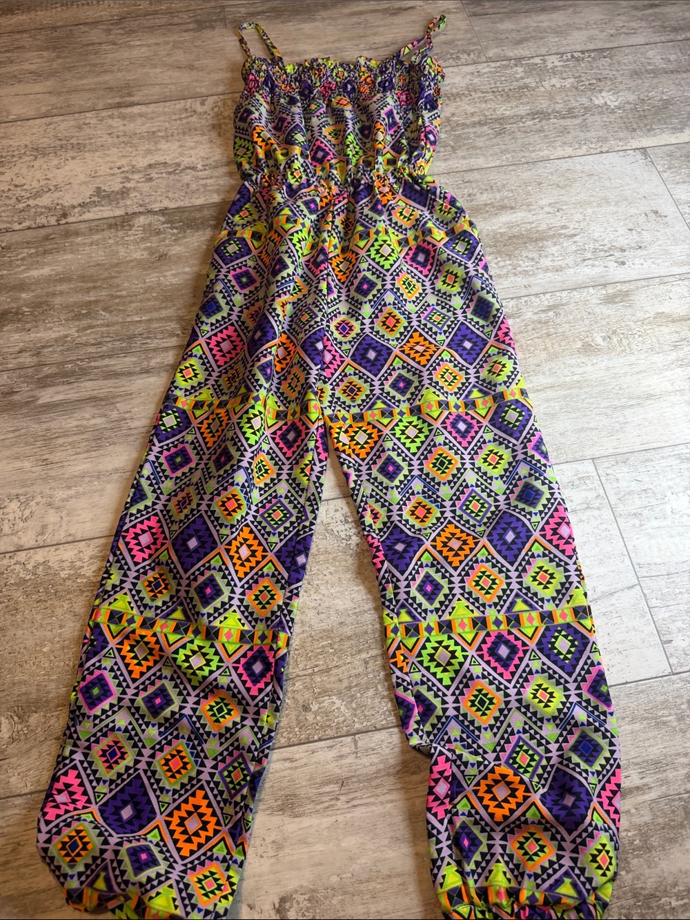 Dollhouse Neon Geometric Printed One-Piece Jumpsuit